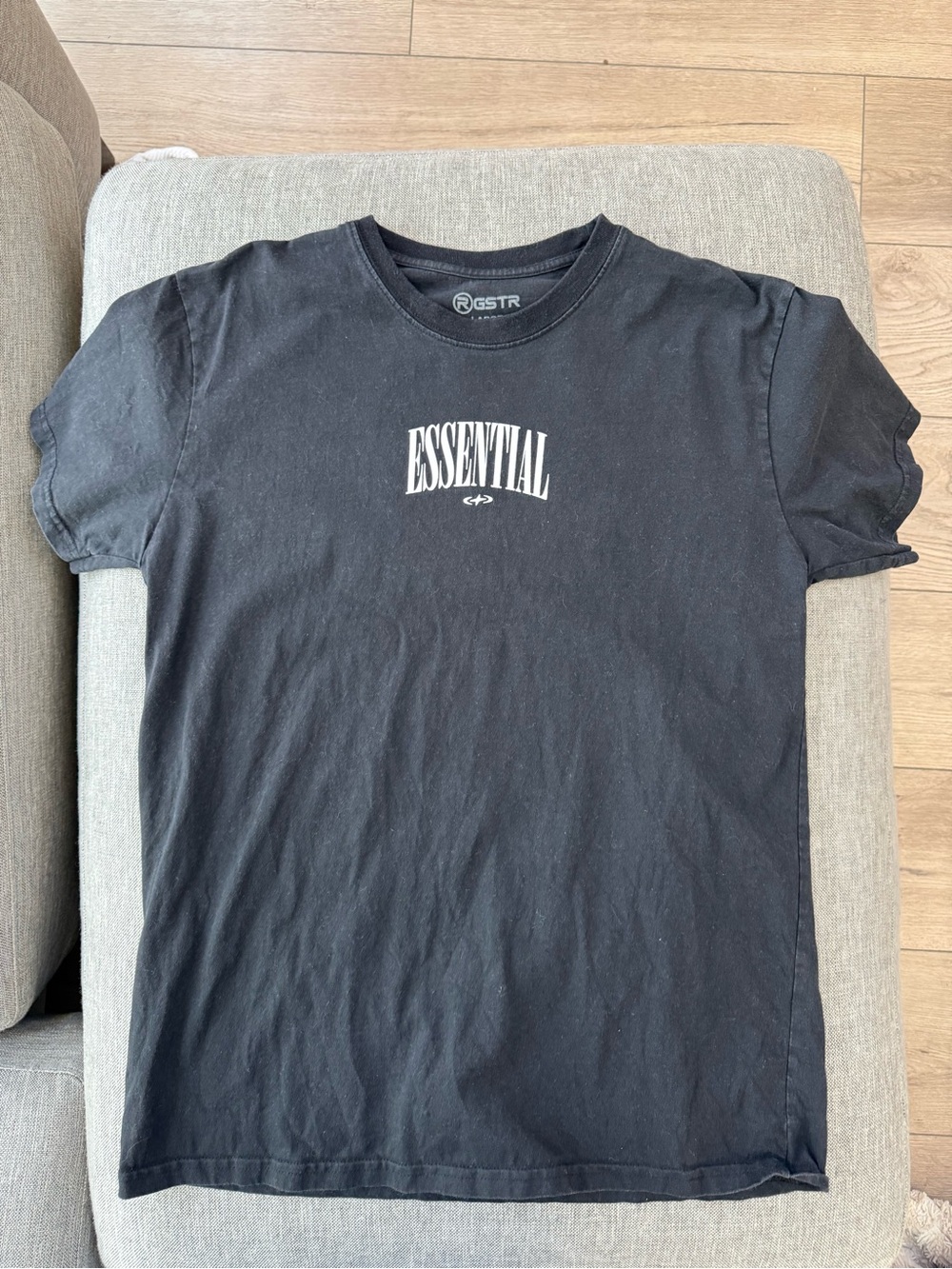 Essentials Black Crewneck Tee with White 'ESSENTIAL' Logo